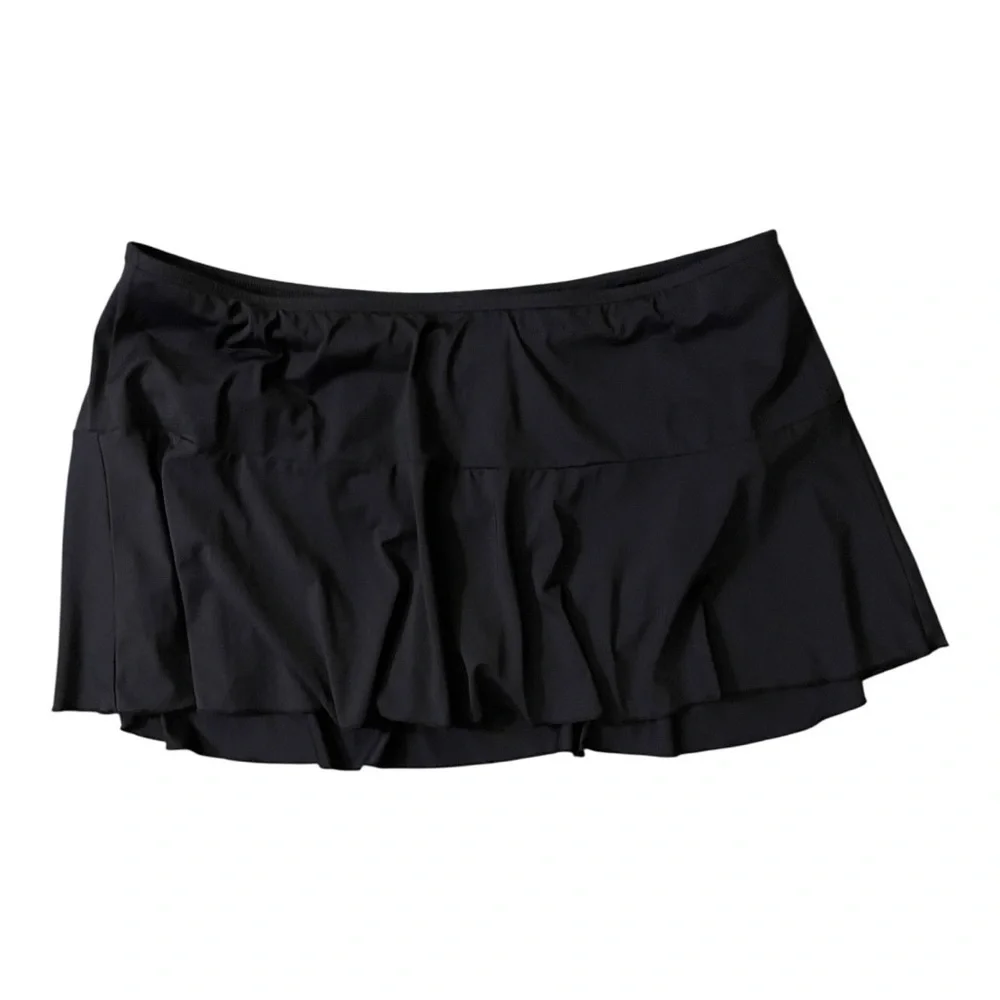 Lands' End Black Ruffle Swim Skirt